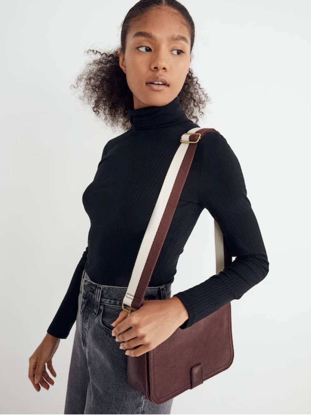 Madewell Burgundy Wine Leather Magnetic Flap Shoulder Crossbody Clutch Bag Purse